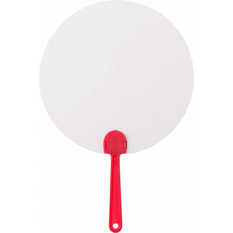 Okrúhly papierový vejár s červeným držadlom